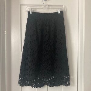 Elegant Black Eyelet Skirt, size-0, lined
